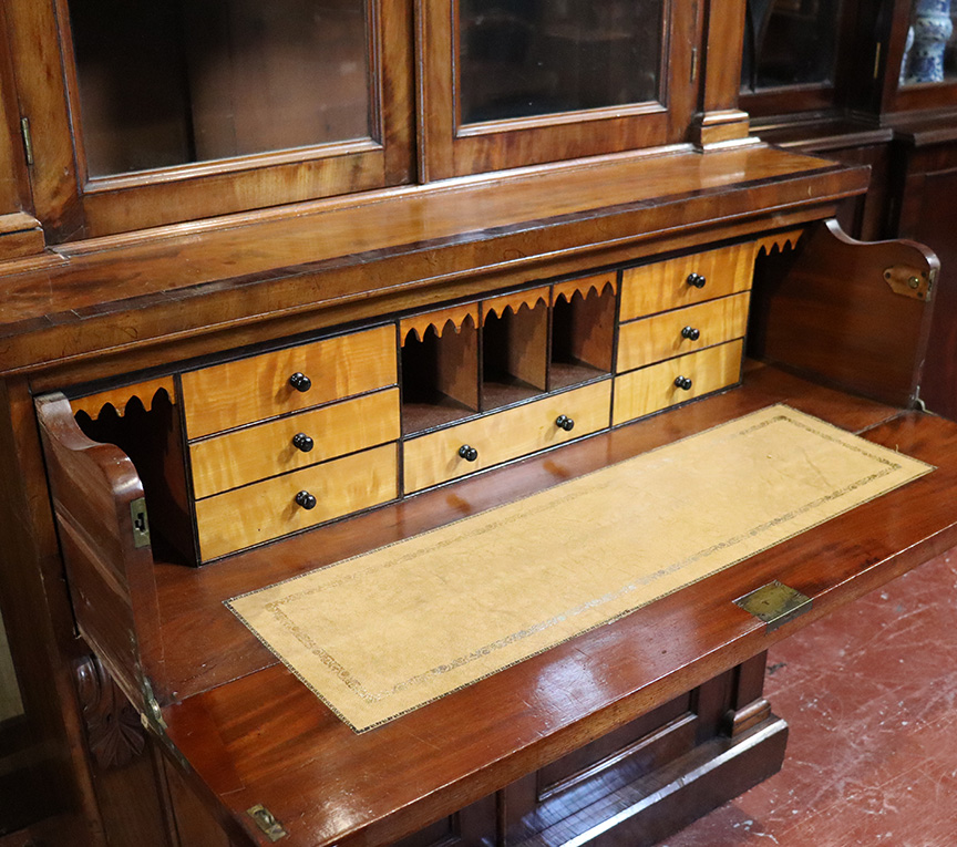 Victorian Two-door Mahogany Secretaire Bookcase